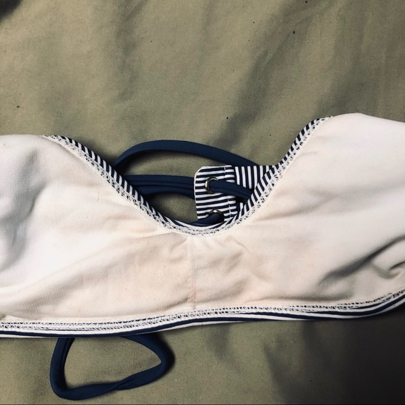 Teal and white stripe scoop bikini top - Picture 4 of 4